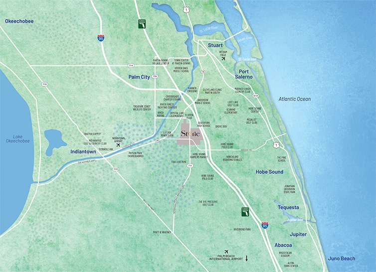 Map of Martin County and Storie FL