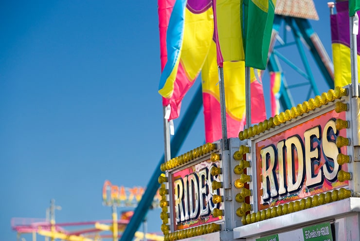 Fair rides sign at martin county fair - a martin county event