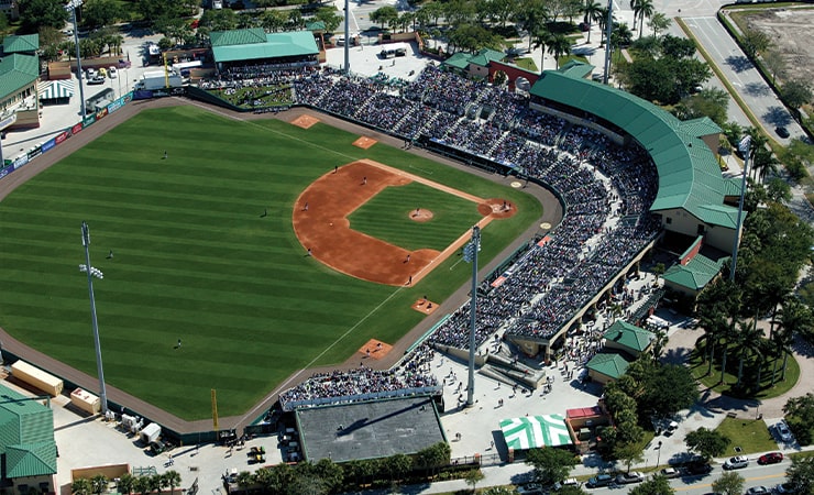 aerial of the Roger Dean Chevrolet Stadium