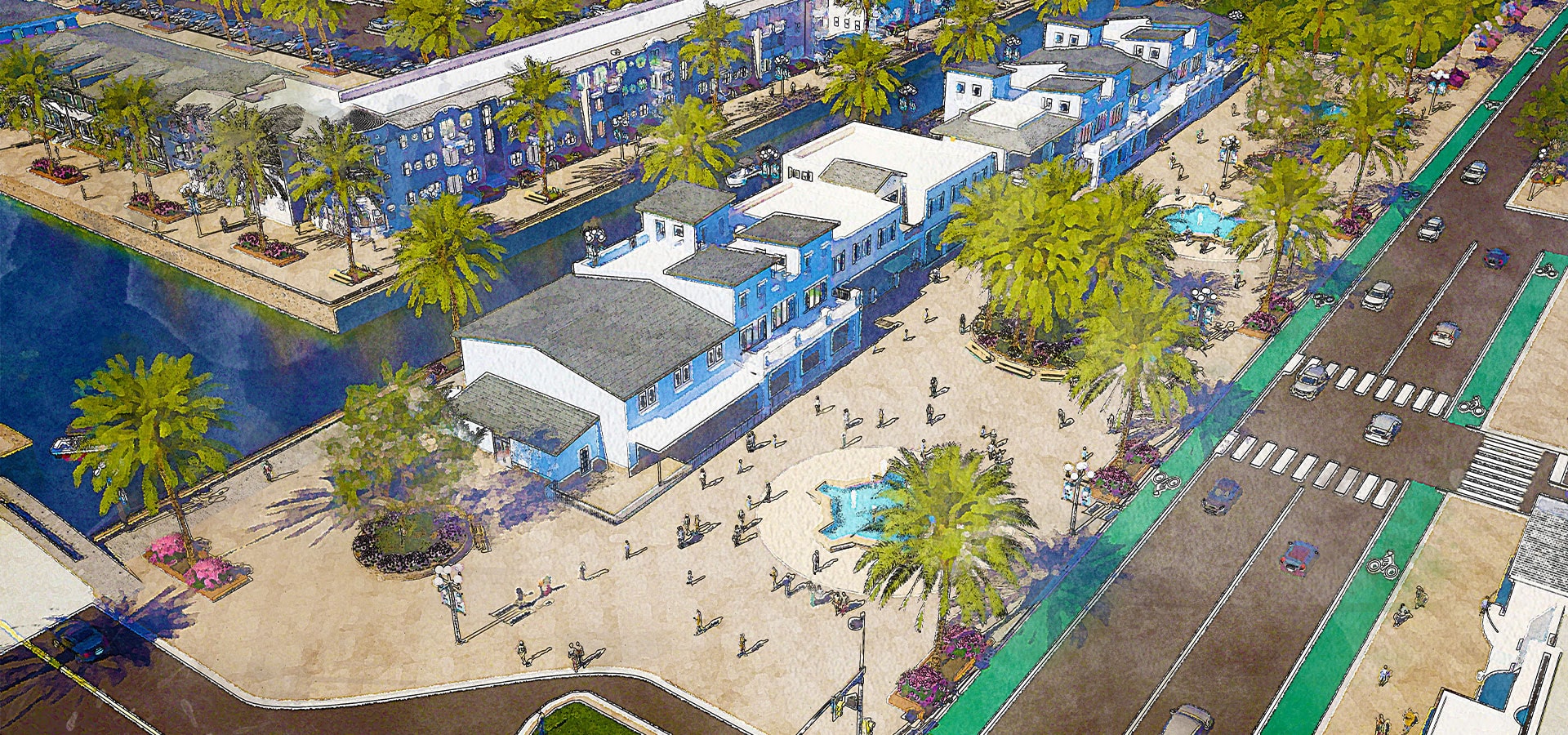 aerial rendering of the Storie Village Center