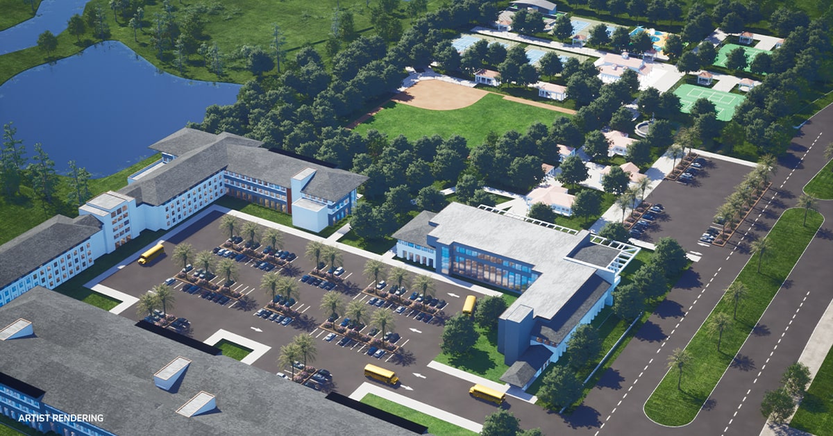 aerial of new community school rendering coming to storie