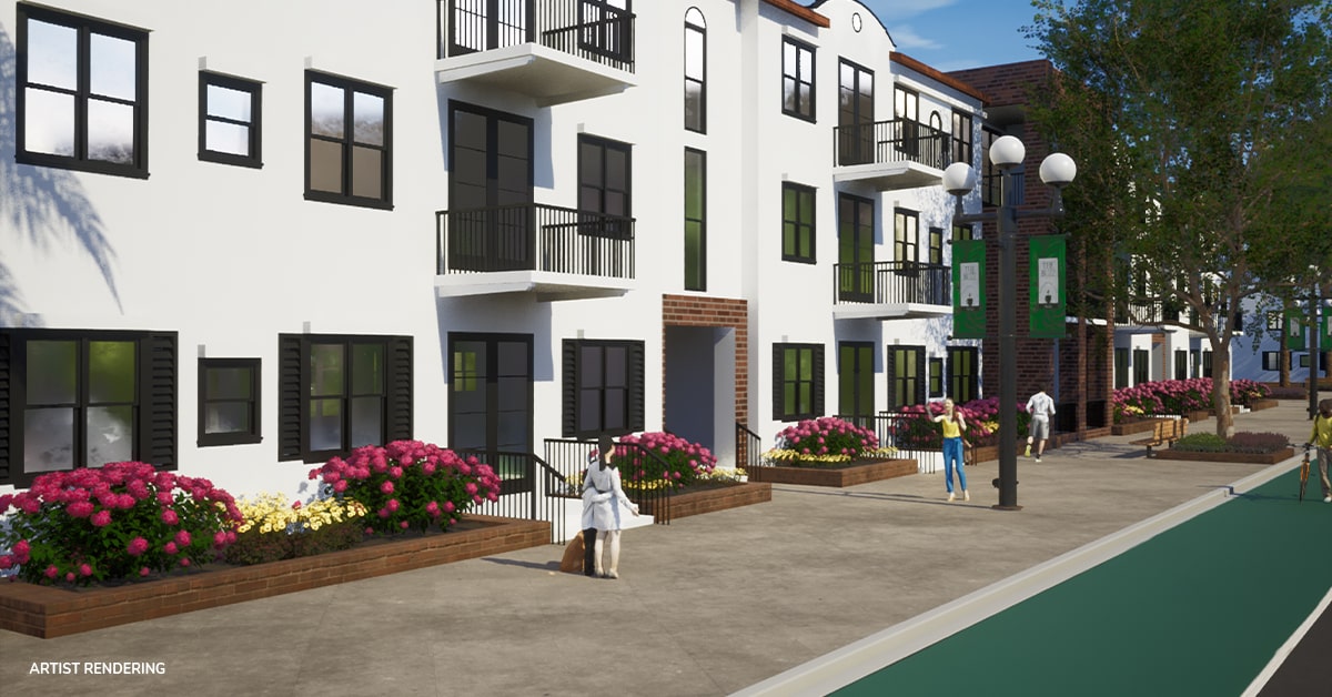 rendering of storie townhomes in new community concept