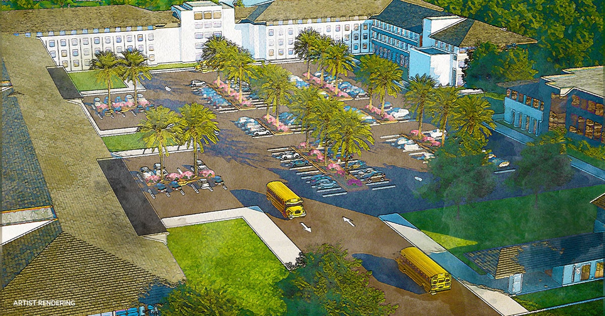 Aerial rendering of future school - Martin County Preservation