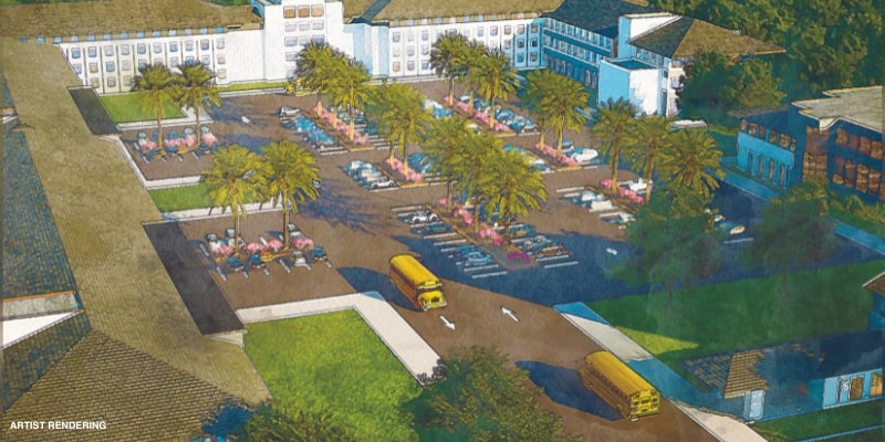 Aerial rendering of future school - New Martin County Community
