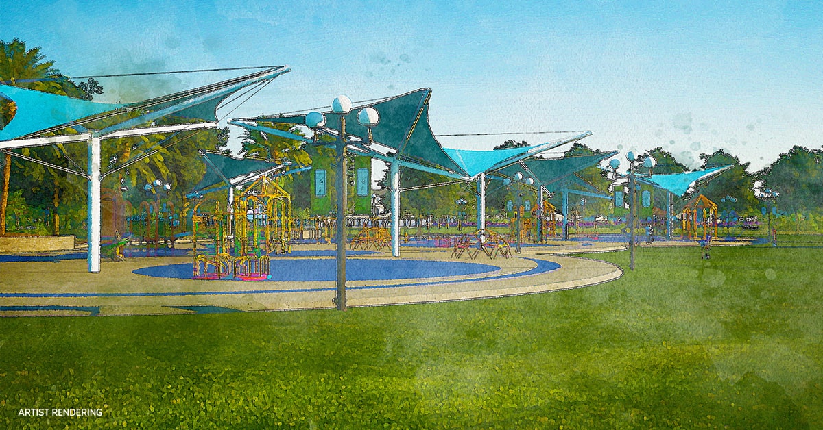 Kids playground rendering at storie